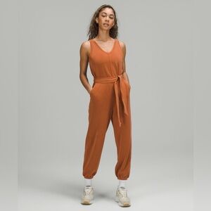 Lululemon Ease of it All V-Neck Jumpsuit in
Butternut Brown